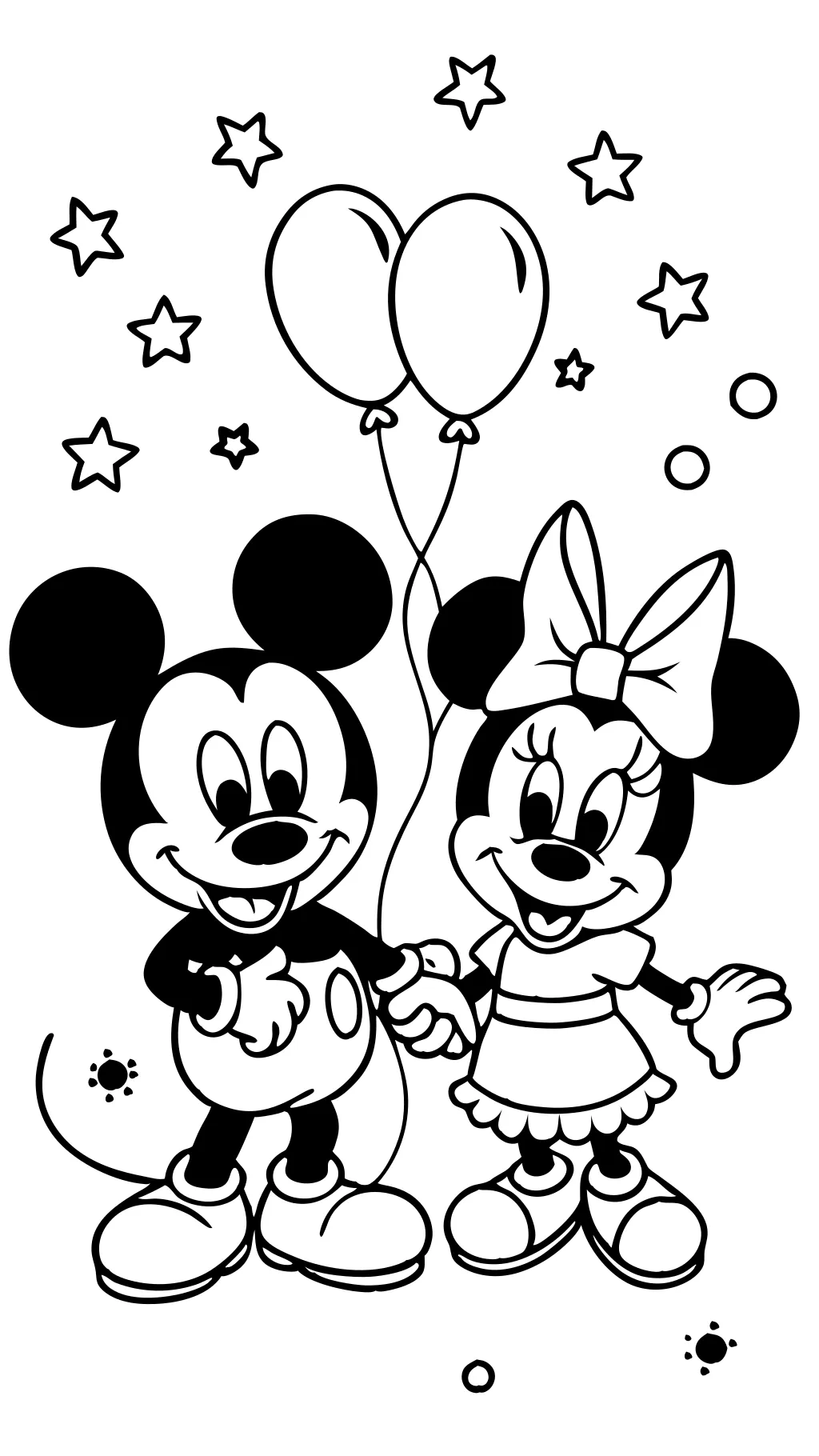 Página para colorear de Mickey y Minnie